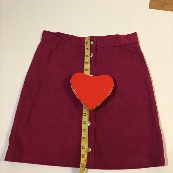 Maroon wine cranberry snap up corduroy mini skirt size L - Picture 5 of 14